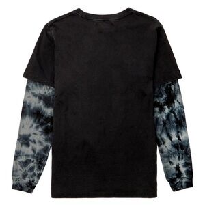 NWOT Disturbia Layered Long Sleeve Tee Black Tie Dye Blue Grey Sleeves Large